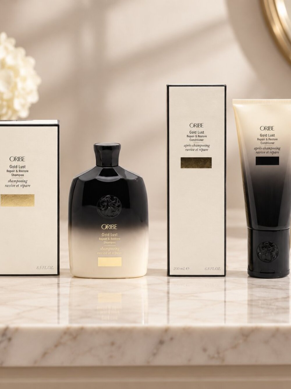 Retail $115 | Oribe Gold Lust Repair & Restore Shampoo 8.5oz + Conditioner 6.8oz